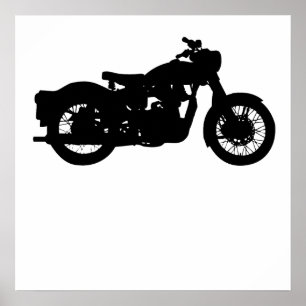 Póster Silhouette de motocicleta de época