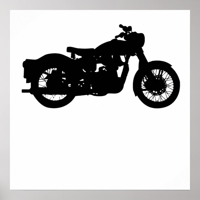Póster Silhouette de motocicleta de época (Frente)
