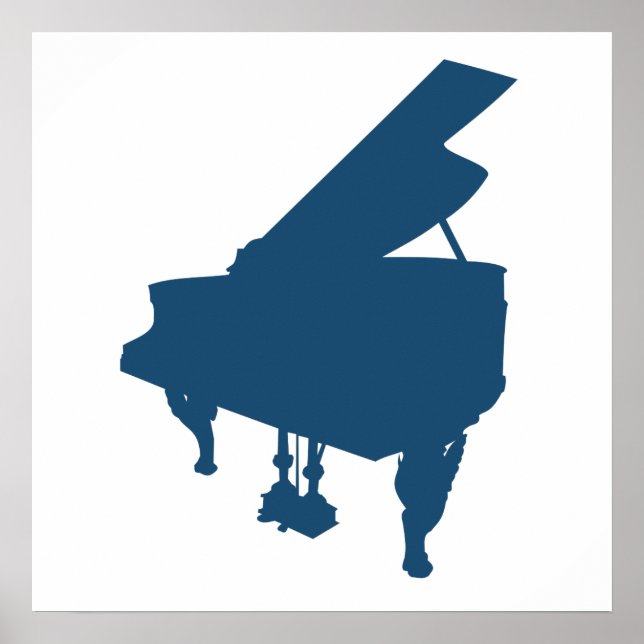 Póster Silhouette de Piano Azul (Frente)