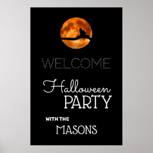 Póster Silhouette de Sangre Luna y Gato, Bienvenida Hallo