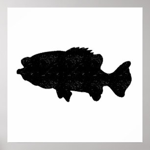 Póster Silhouette de Sea Bass con problemas