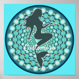 Póster Silhouette de sirena en burbujas Thunder_Cove