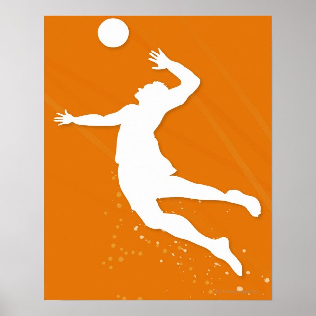 Póster Silhouette de un hombre jugando voleibol (Frente)