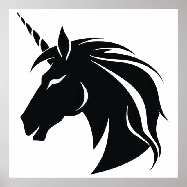 Póster Silhouette de unicornio (Frente)