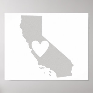 Póster Silhouette estatal Heart California