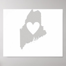 Póster Silhouette estatal Heart Maine