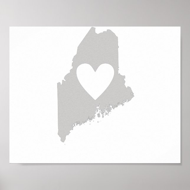 Póster Silhouette estatal Heart Maine (Frente)