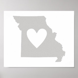 Póster Silhouette estatal Heart Missouri