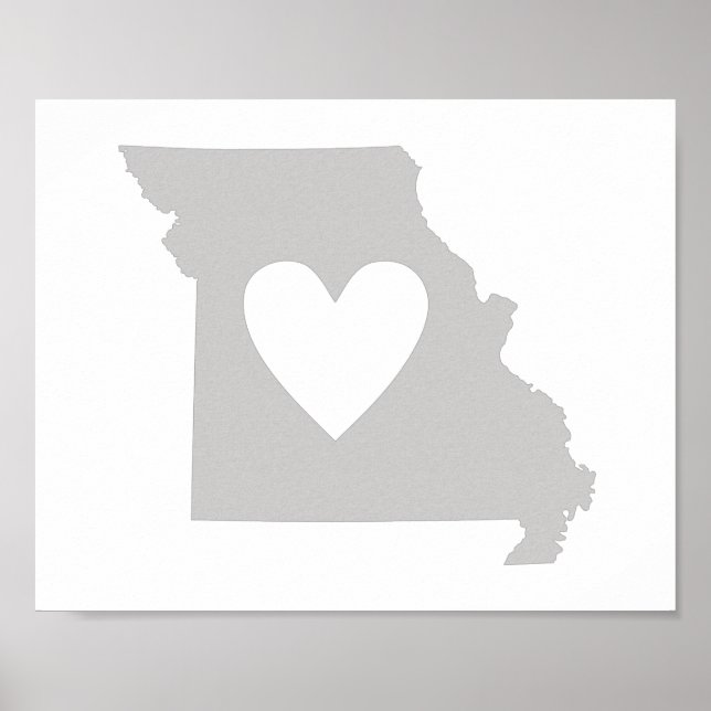 Póster Silhouette estatal Heart Missouri (Frente)