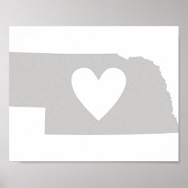 Póster Silhouette estatal Heart Nebraska