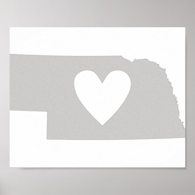 Póster Silhouette estatal Heart Nebraska (Frente)