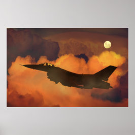 Póster Silhouette F-16 Fighter Jet
