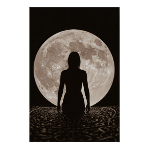 Póster Silhouette Feminine Moonlight