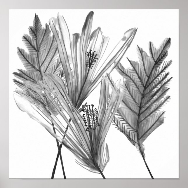 Póster Silhouette floral - Gris (Frente)