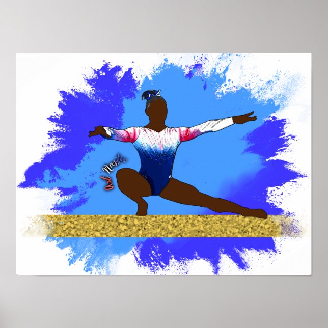 Póster Silhouette Gymnast Balance Beam (Frente)