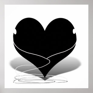 Póster Silhouette iHeart (con Ear Buds)