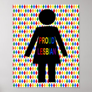 Póster Silhouette lesbiana LGBTQ y damas de arco iris