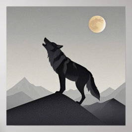 Póster Silhouette minimalista Sleek Wolf