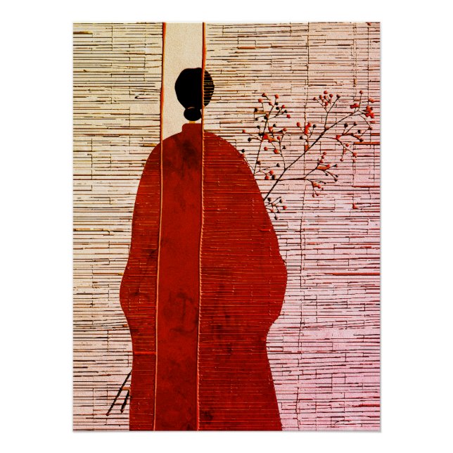 Póster Silhouette moderna de inspiración japonesa con bay (Anverso)