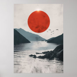 Póster Silhouette paisajística de Japón