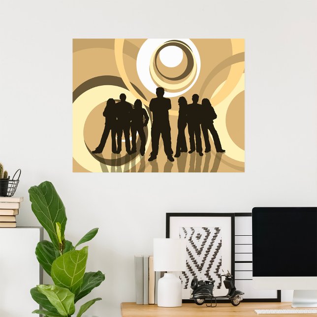 Póster Silhouette retro con círculos abstractos (Subido por el creador)