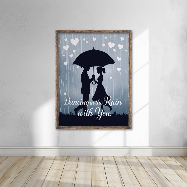 Póster Silhouette romántica bailando en la lluvia (Subido por el creador)
