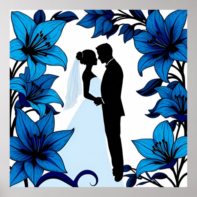 Póster Silhouette romántica de una pareja (Frente)