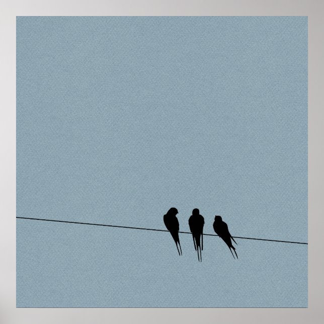 Póster Silhouette Sky Blackbirds en alambre (Frente)