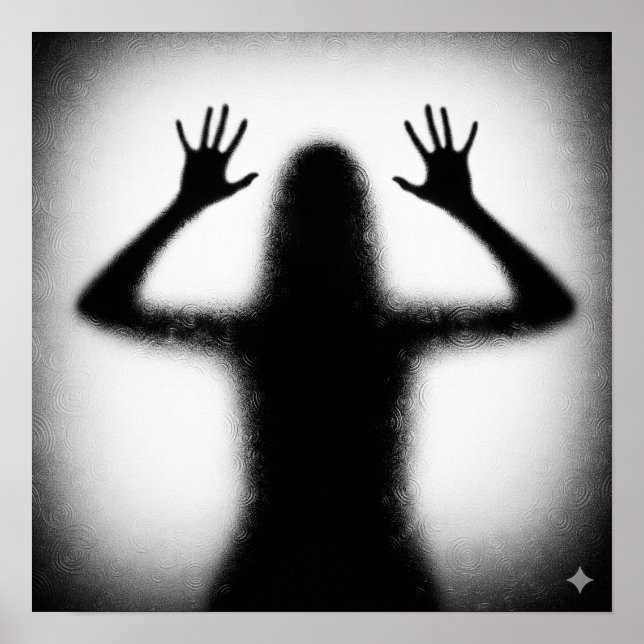 Póster Silhouette sobre vidrio escarpado (Frente)