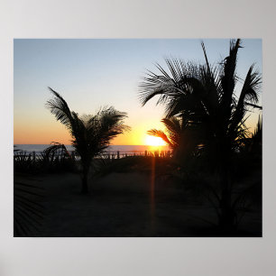 Póster Silhouette Tropical Sunset