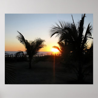 Póster Silhouette Tropical Sunset