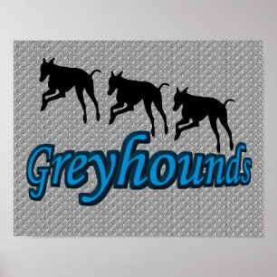 Póster Silhouettes de Greyhound saltando