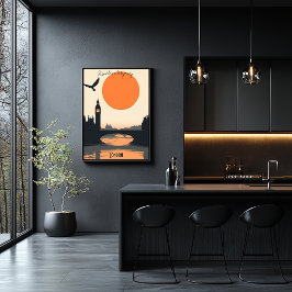 Póster Silhouettes de Londres - Big Ben al atardecer