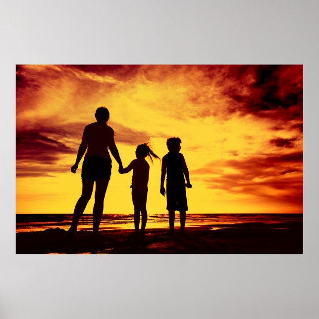 Póster Silhouettes de madre e hijos (Frente)