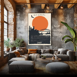 Póster Silhouettes de Sídney - Reflexiones sobre el puent