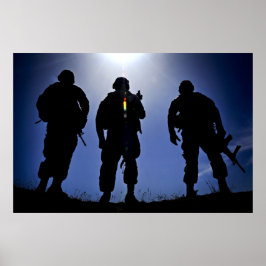 Póster Silhouettes de soldado militar del ejército