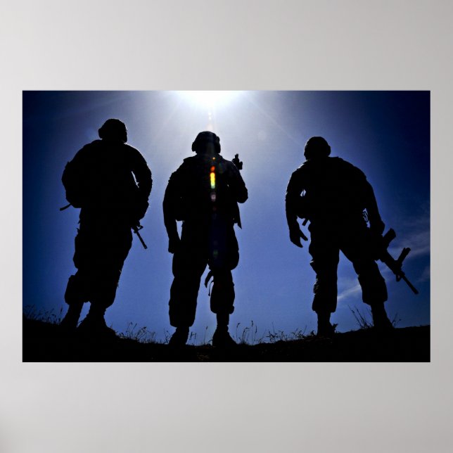 Póster Silhouettes de soldado militar del ejército (Frente)