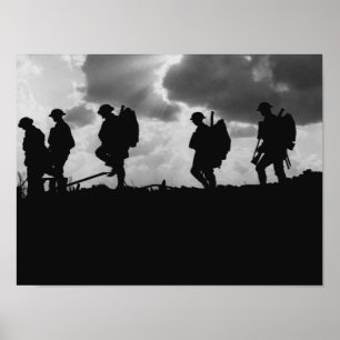 Póster Silhouettes de soldados de la Primera Guerra Mundi