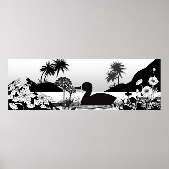 Póster Silhouettes of Peace - Poster de Naturaleza Negra  (Frente)