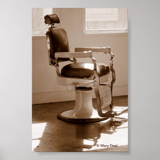 Póster Silla de barbero antigua (Frente)