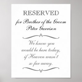 Póster Silla Reservada Hermano del Novio Memorial Boda