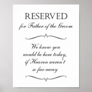 Póster Silla Reservada para el Padre del Novio en Memoria