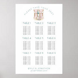 Póster Sillas de boda 9 Mesas 90 Gráfico de asientos de i