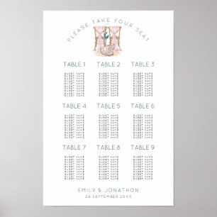 Póster Sillas de boda 9 Mesas 90 Gráfico de asientos de i