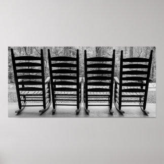 Póster Sillas rocosas de madera blanca y negra