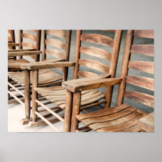 Póster Sillas rocosas rusticas de madera