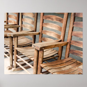 Póster Sillas rocosas rusticas de madera