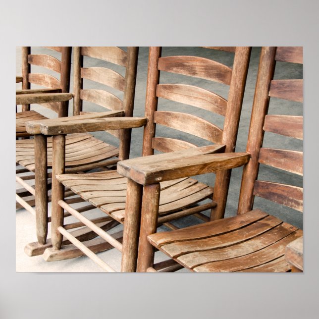 Póster Sillas rocosas rusticas de madera (Frente)