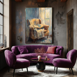 Póster Sillón acogedor con libro por ventana - Impresiona