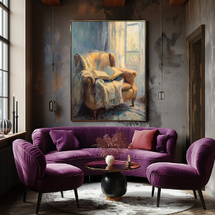 Póster Sillón acogedor con libro por ventana - Impresiona